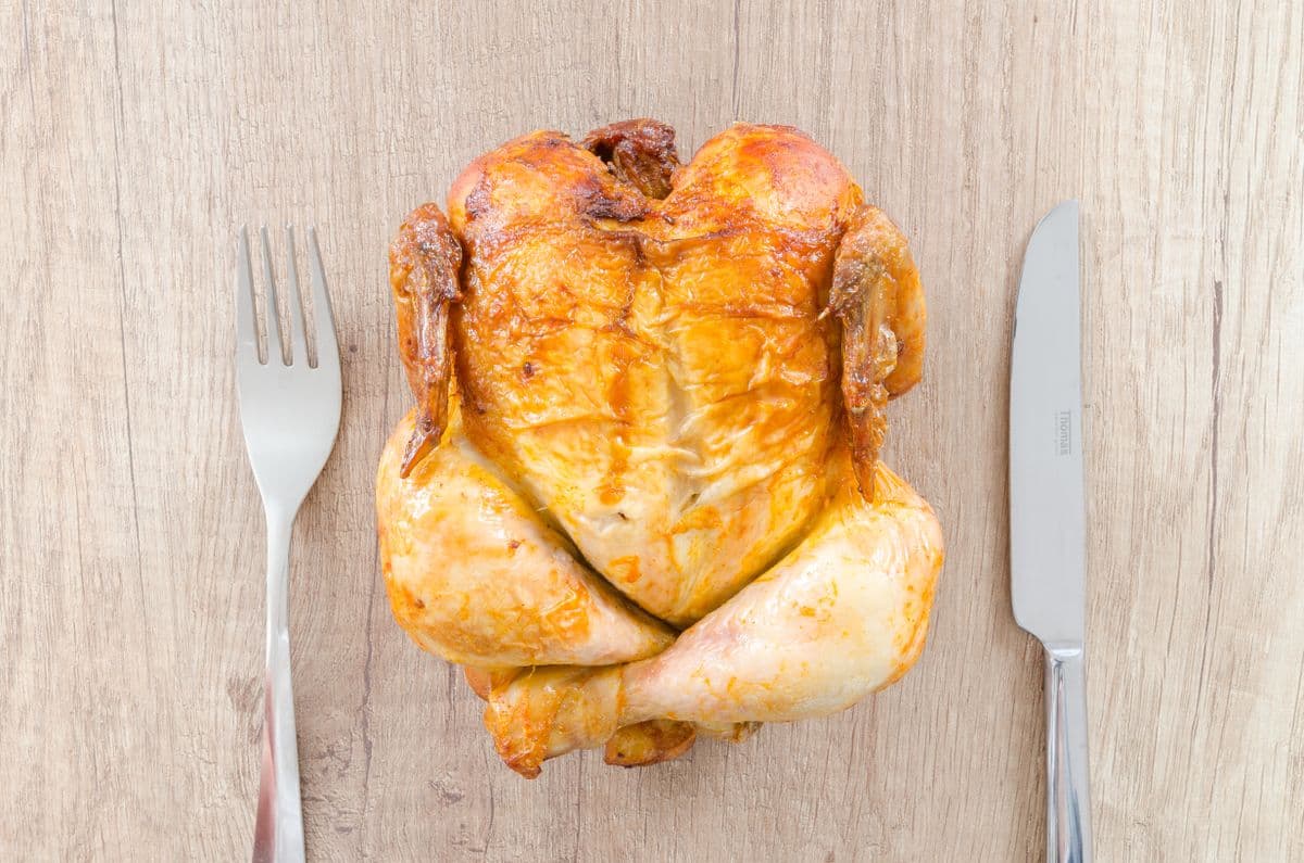 Slow-roasted whole chicken